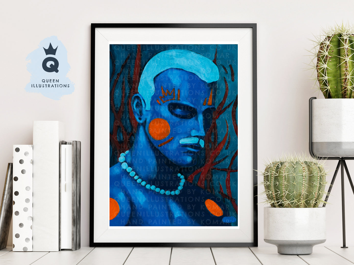 "BLUE PEARLS" Romantic, fantasy portrait of a young man wearing a blue pearl neckless.