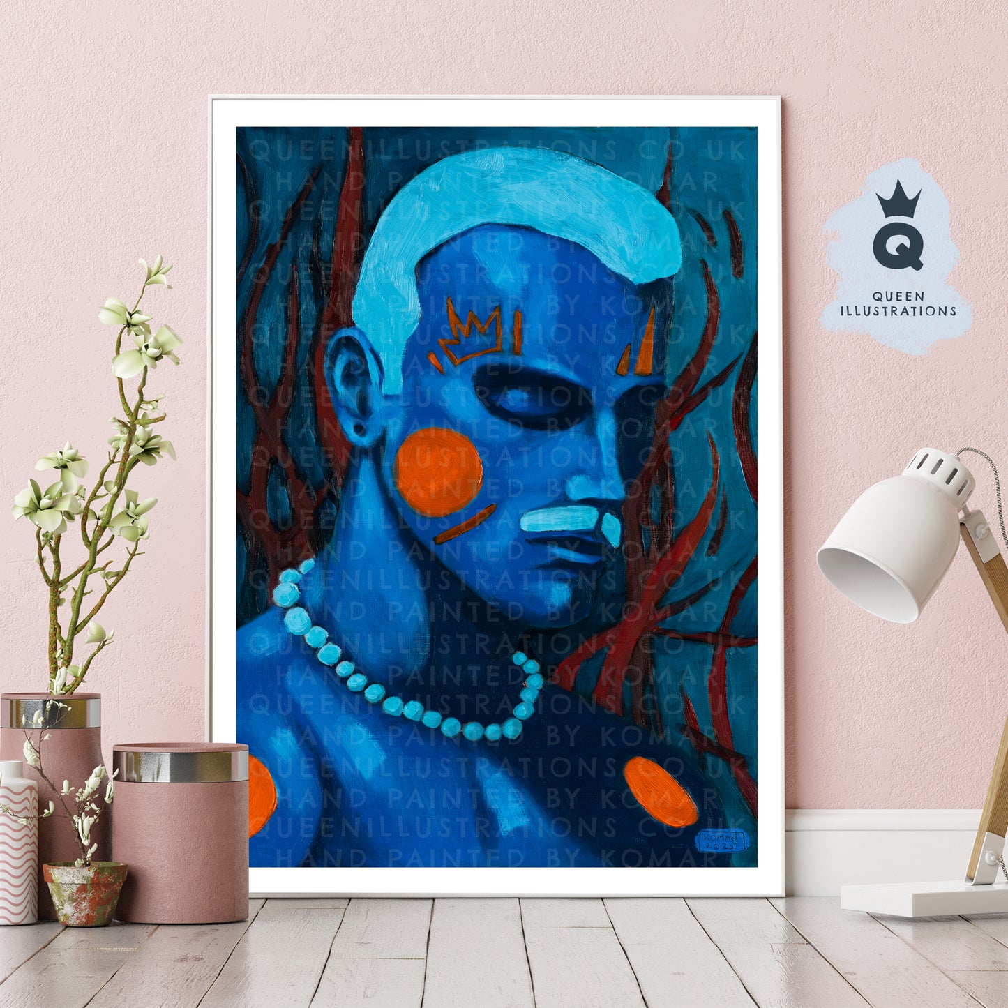"BLUE PEARLS" Romantic, fantasy portrait of a young man wearing a blue pearl neckless.