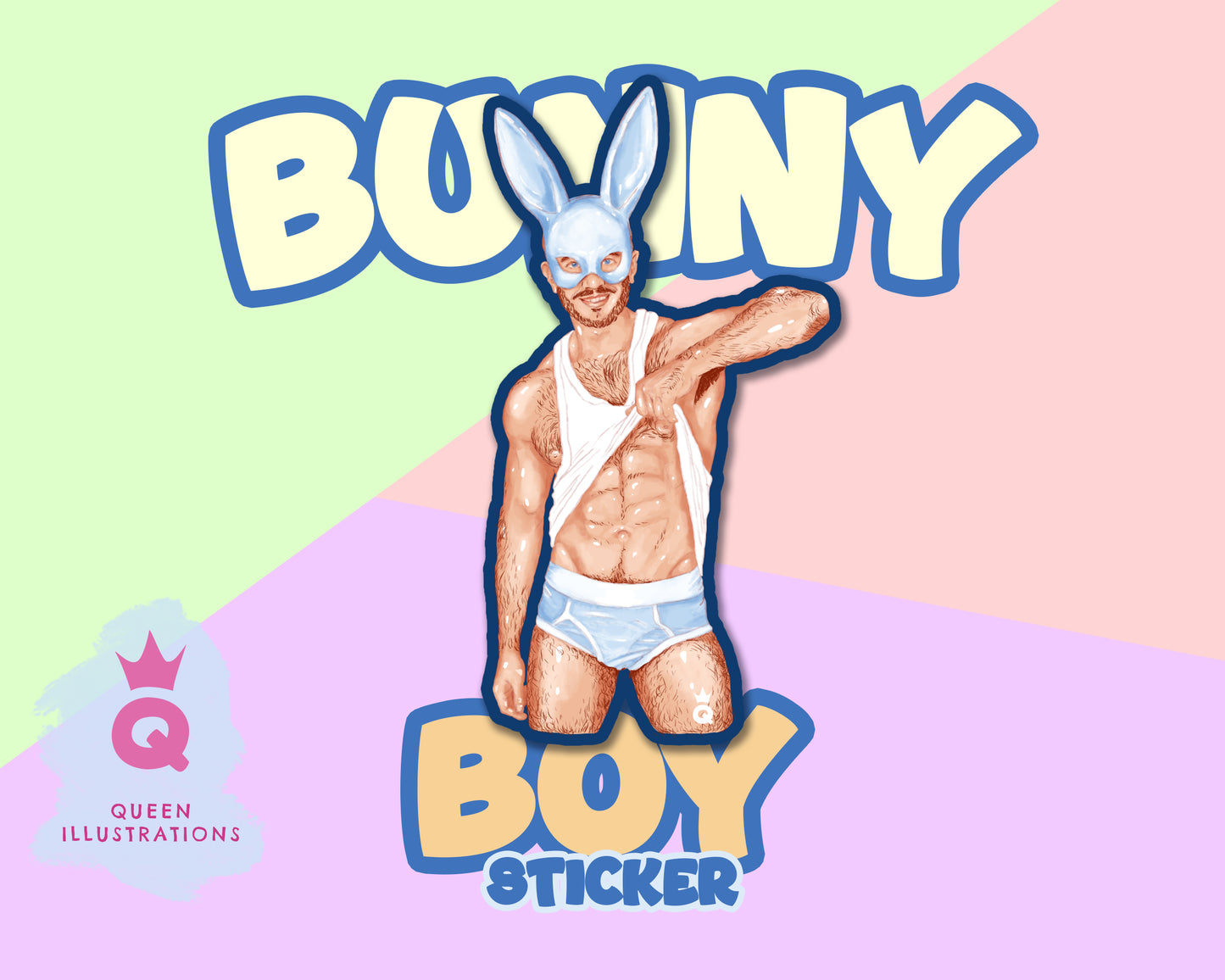 BUNNY BOY, waterproof vinyl gay sticker