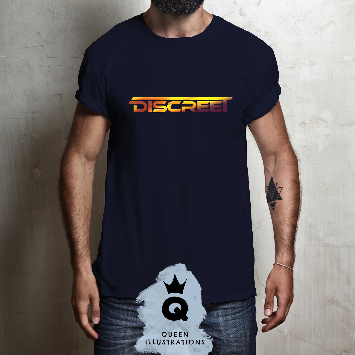 "DISCREET" in midnight blue, gay T-shirt
