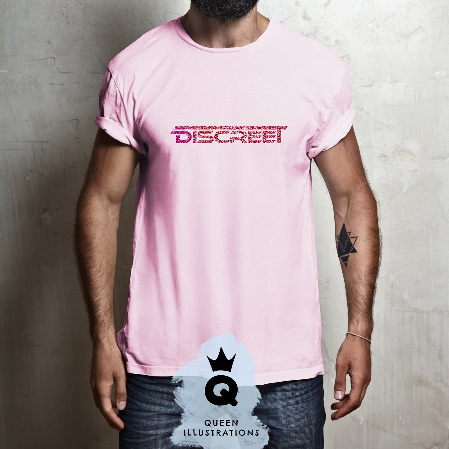 "DISCREET" in pink, gay T-shirt