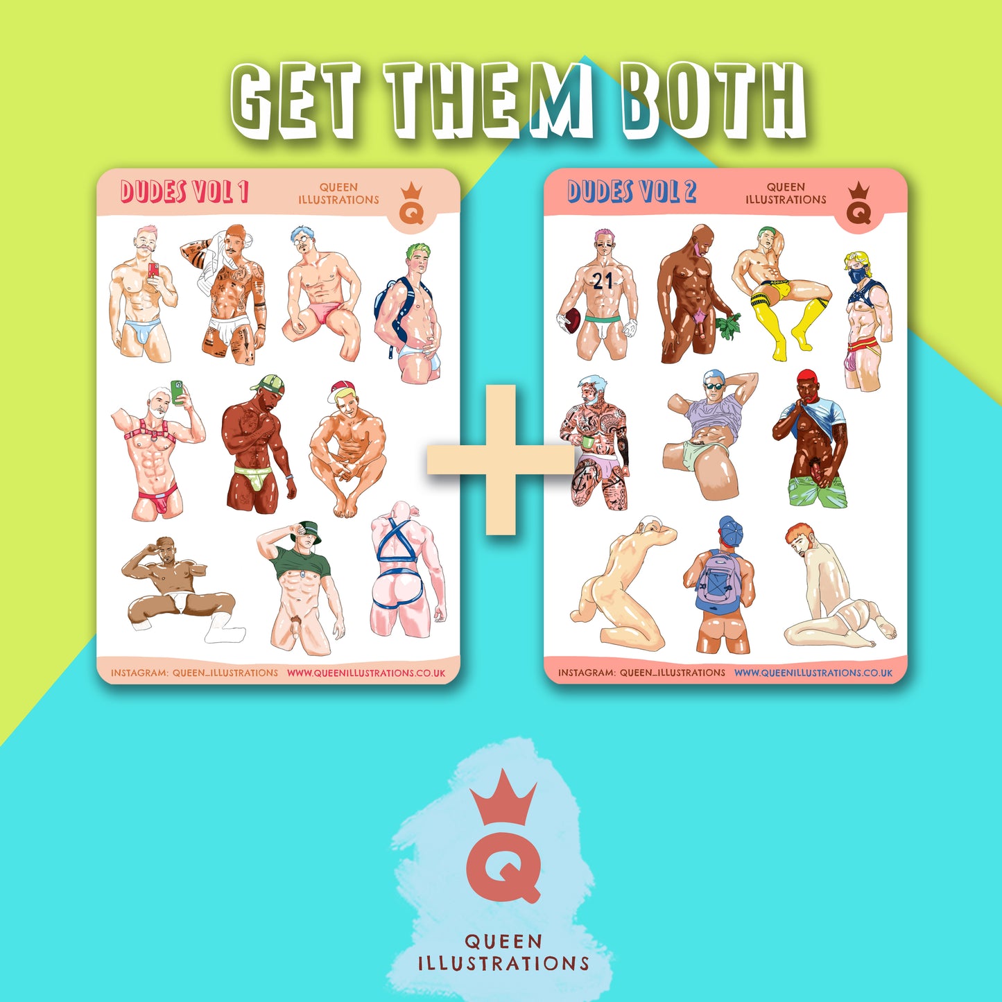 DUDES sticker sheet vol 1, waterproof vinyl gay stickers