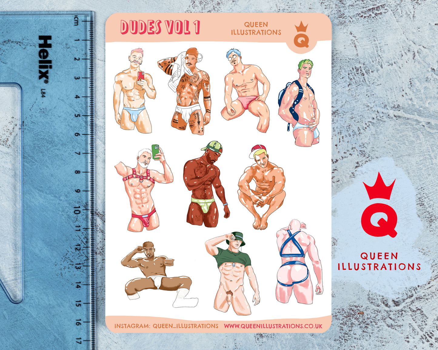 DUDES sticker sheet vol 1, waterproof vinyl gay stickers