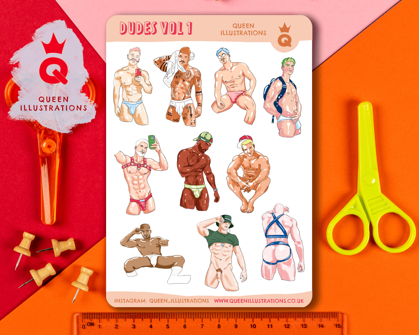 DUDES sticker sheet vol 1, waterproof vinyl gay stickers