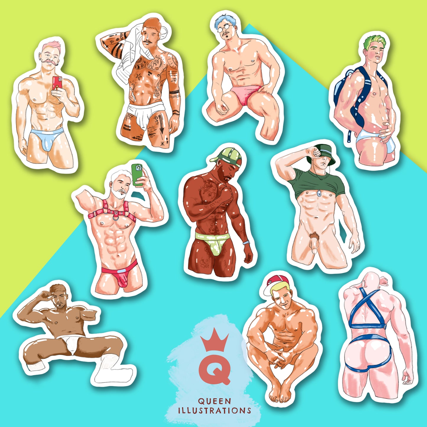 DUDES sticker sheet vol 1, waterproof vinyl gay stickers