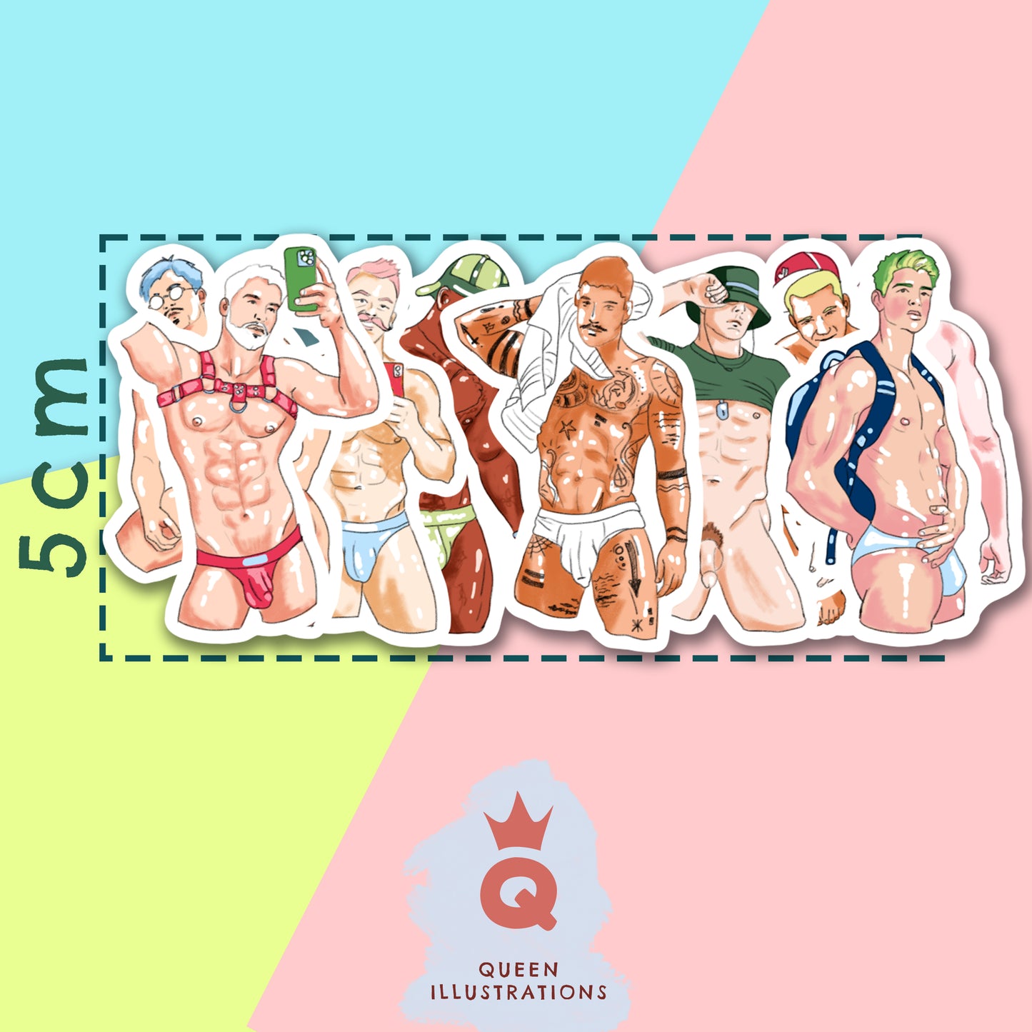 DUDES sticker sheet vol 1, waterproof vinyl gay stickers