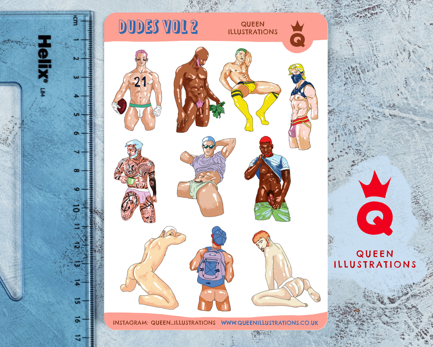 DUDES sticker sheet vol 2, waterproof vinyl gay stickers