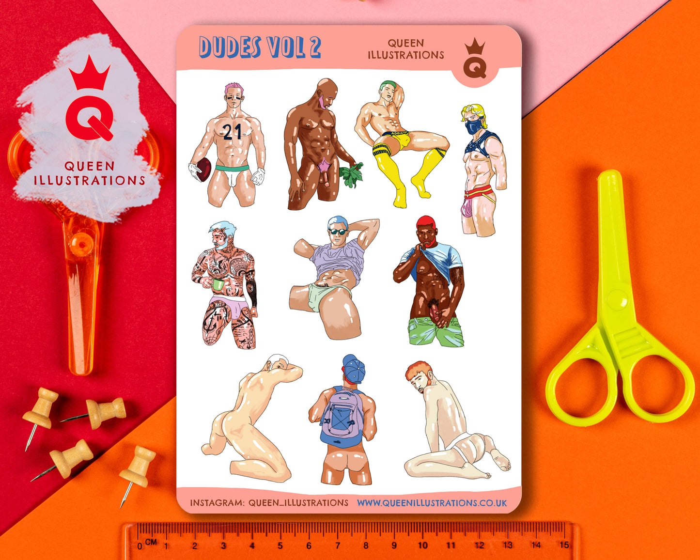 DUDES sticker sheet vol 2, waterproof vinyl gay stickers