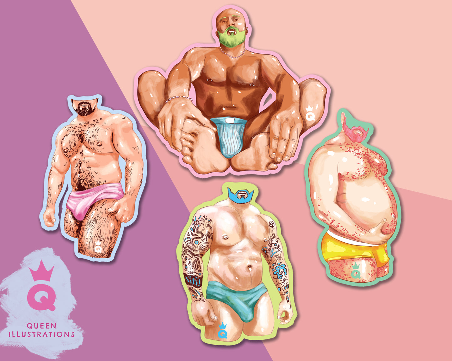 GAY BEARS sticker pack, waterproof vinyl gay stickers