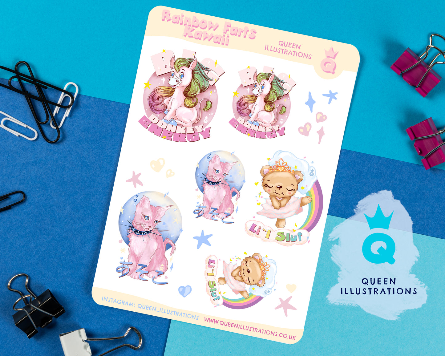 "RAINBOW FARTS KAWAII" Cute gay sticker sheet