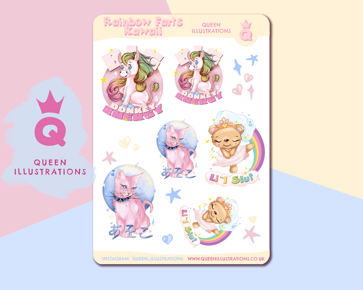 "RAINBOW FARTS KAWAII" Cute gay sticker sheet