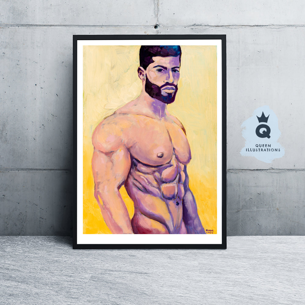 HOT DAY, contemporary oil painting of a young man - Homoerotic Art Print