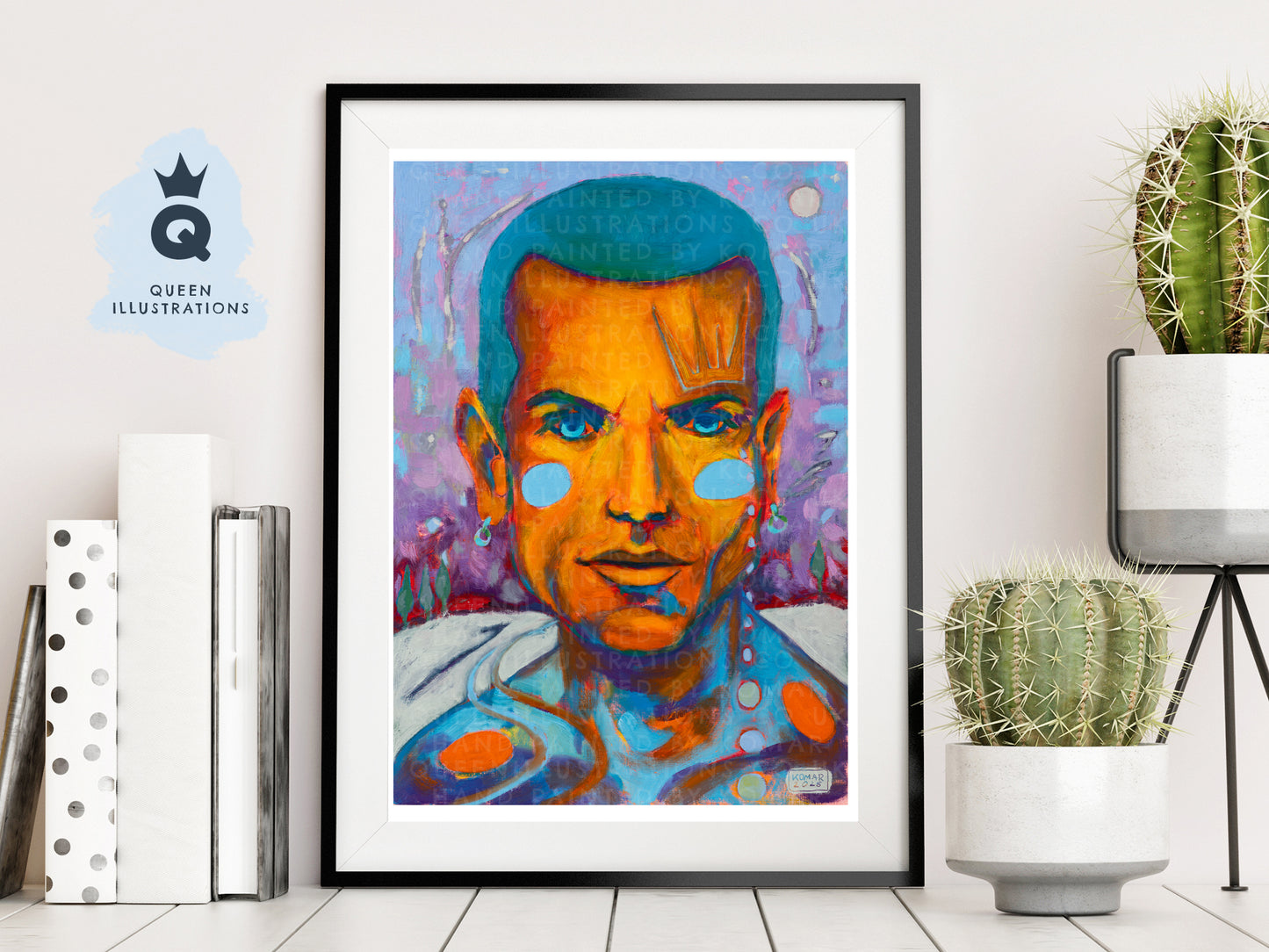 "IN THE EVENING" Romantic, fantasy portrait of a young man with evening sky and moon.
