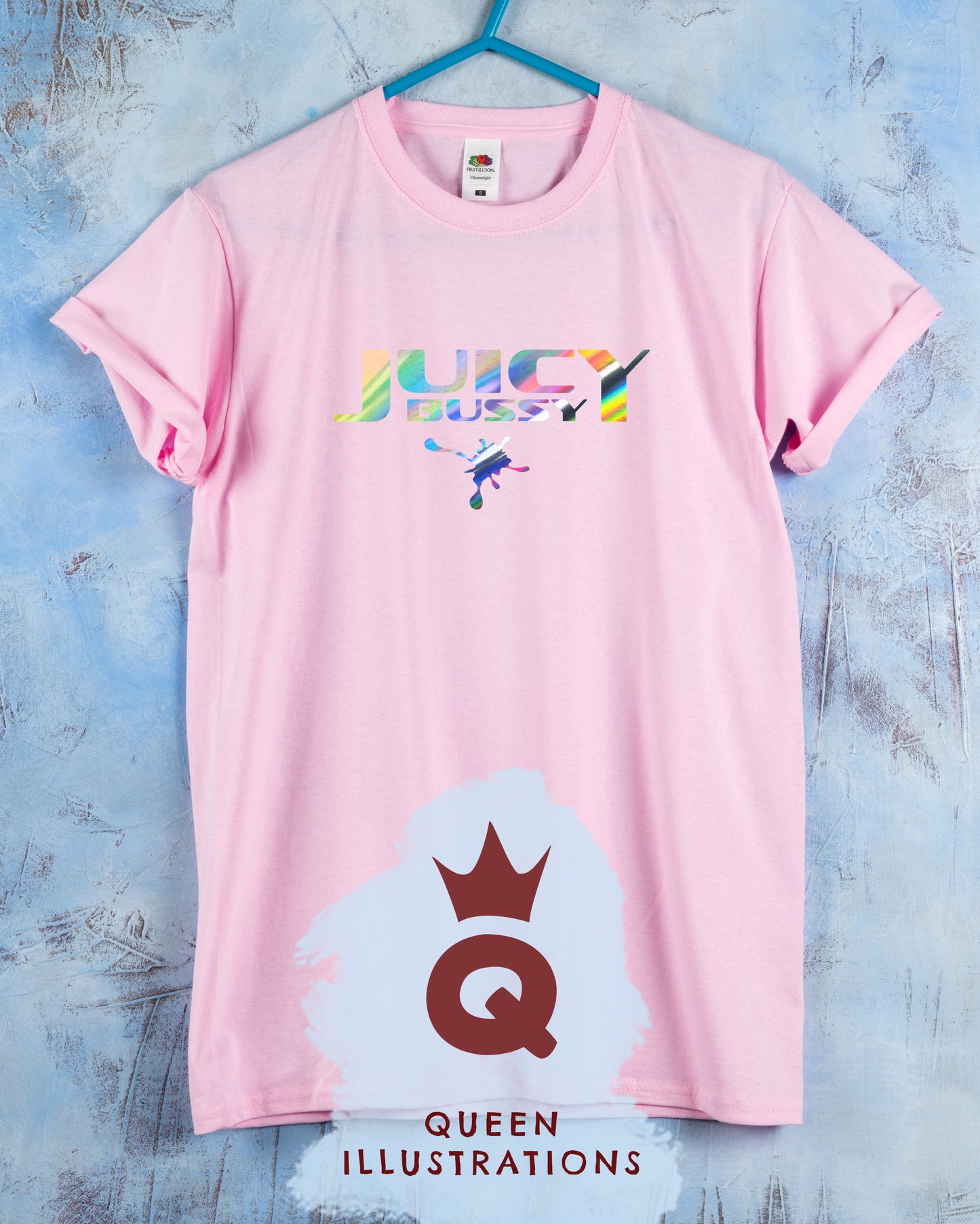 "JUICY BUSSY" in pink, gay T-shirt