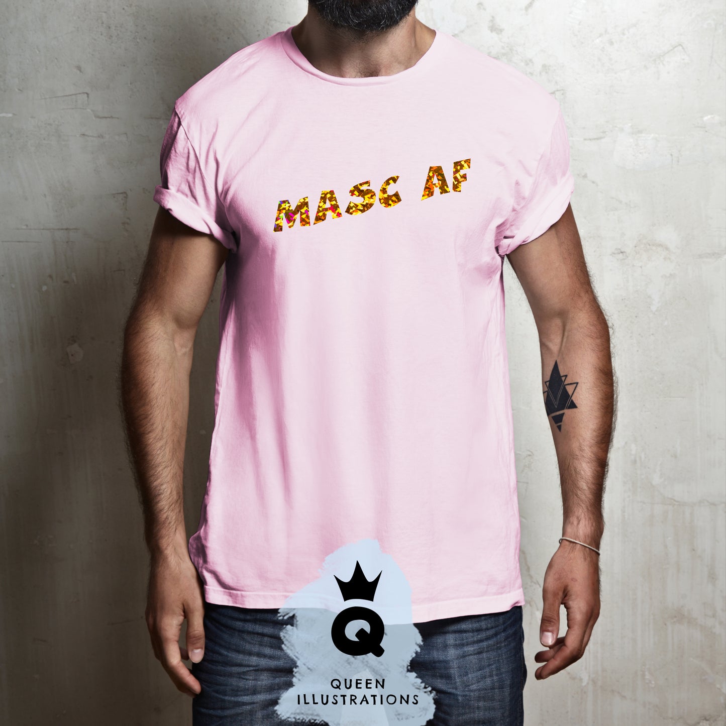 "MASC AF" in pink, gay T-shirt