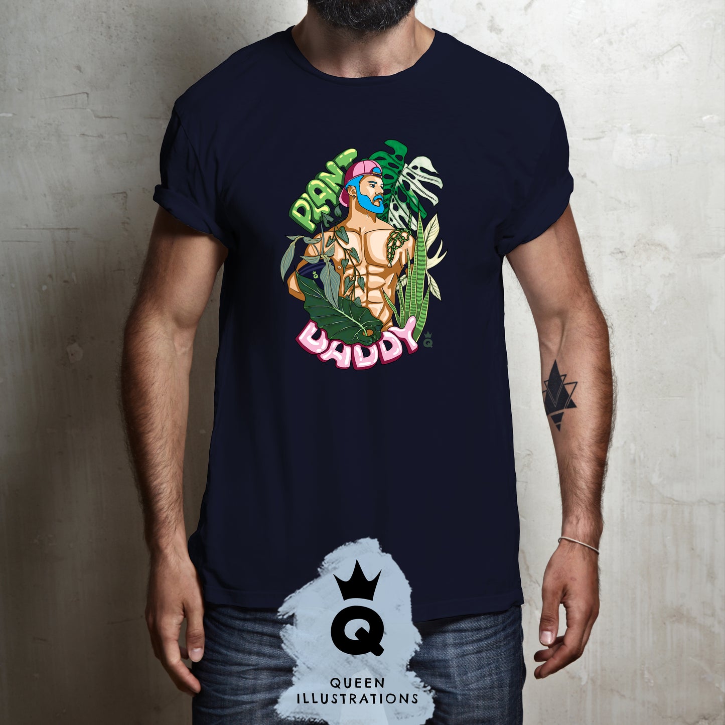 "Plant Daddy" in midnight blue, gay T-shirt