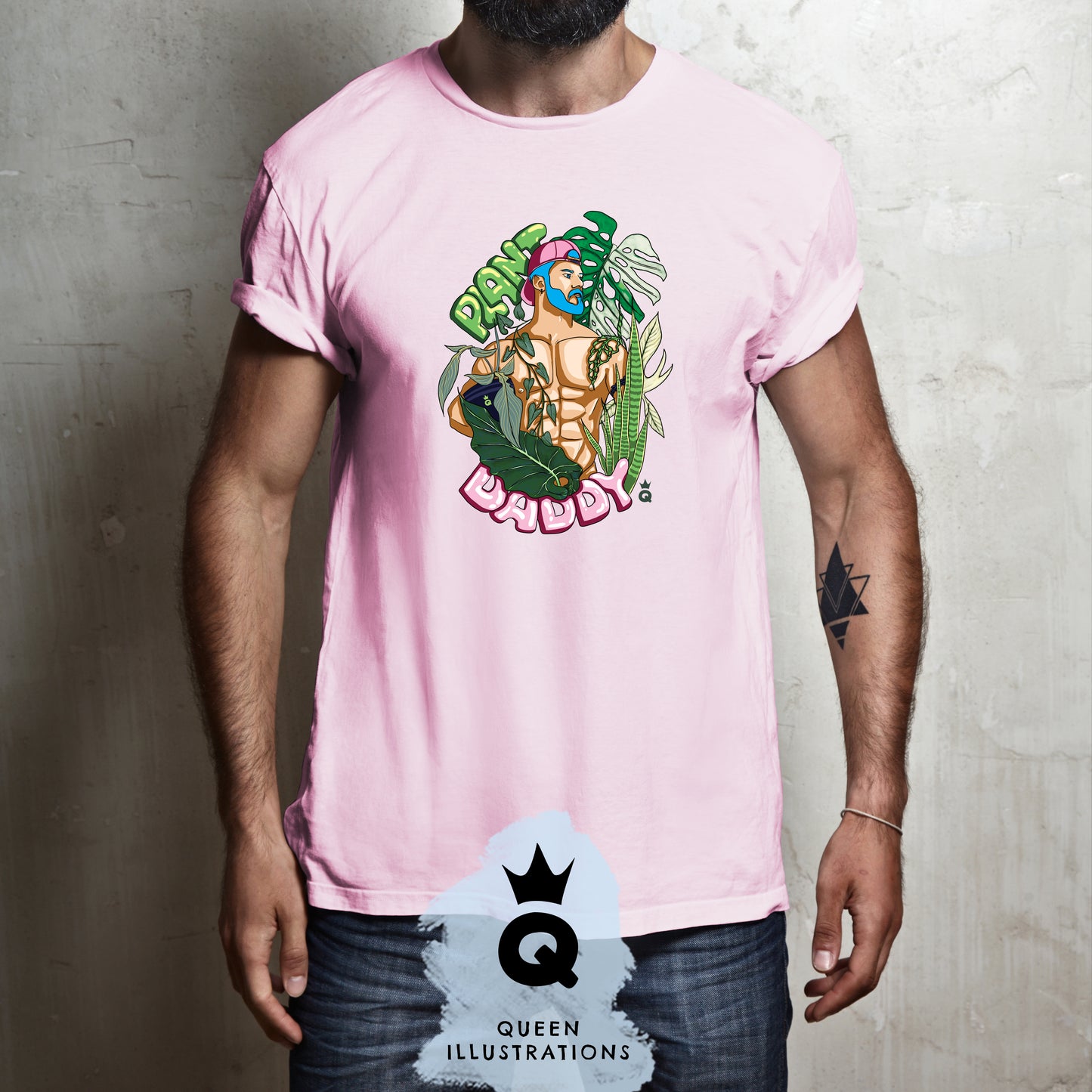 "Plant Daddy" in pink, gay T-shirt