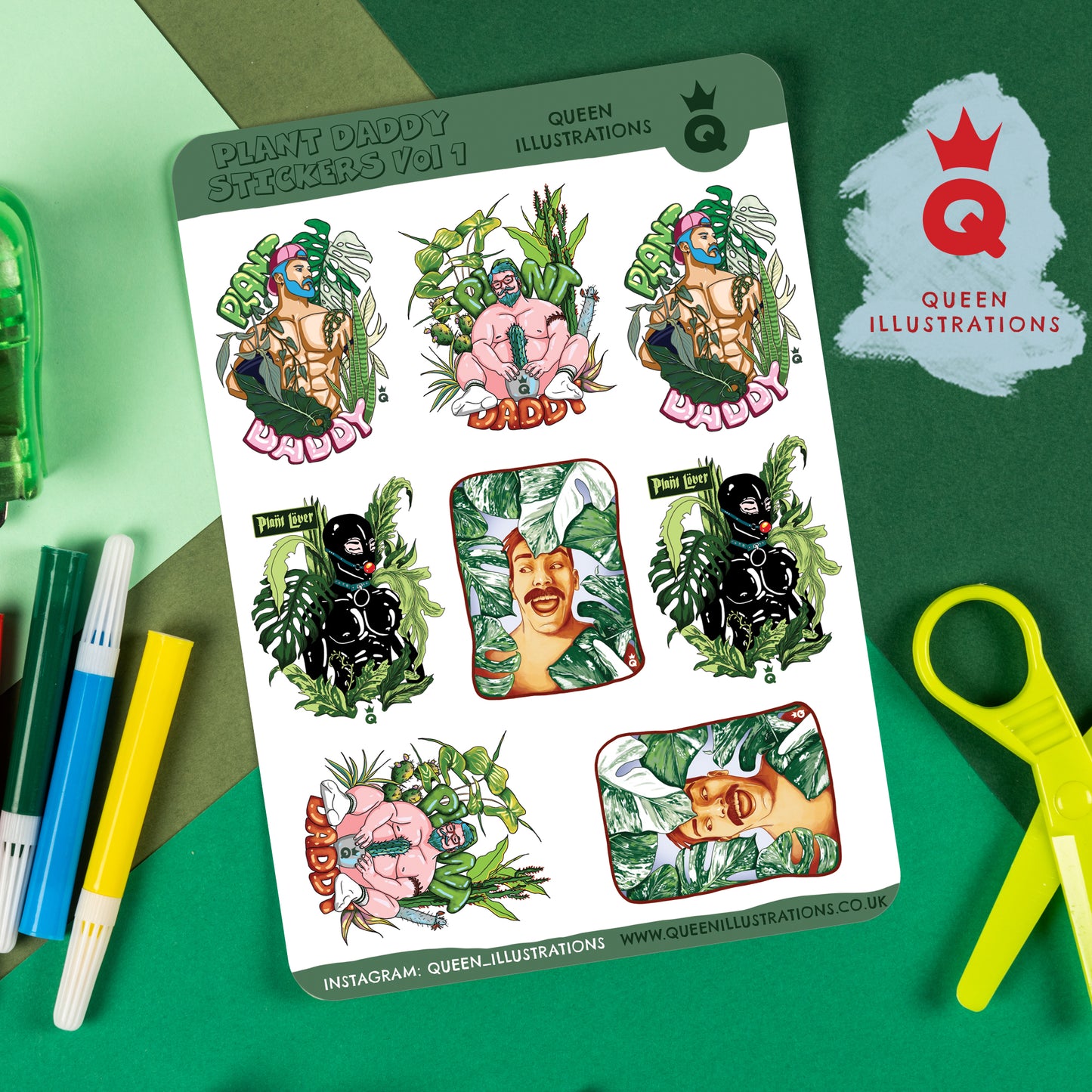 plant daddy sticker sheet, sticker pack, sexy plant lover, sexy hot guys with plants, gift for plant daddy