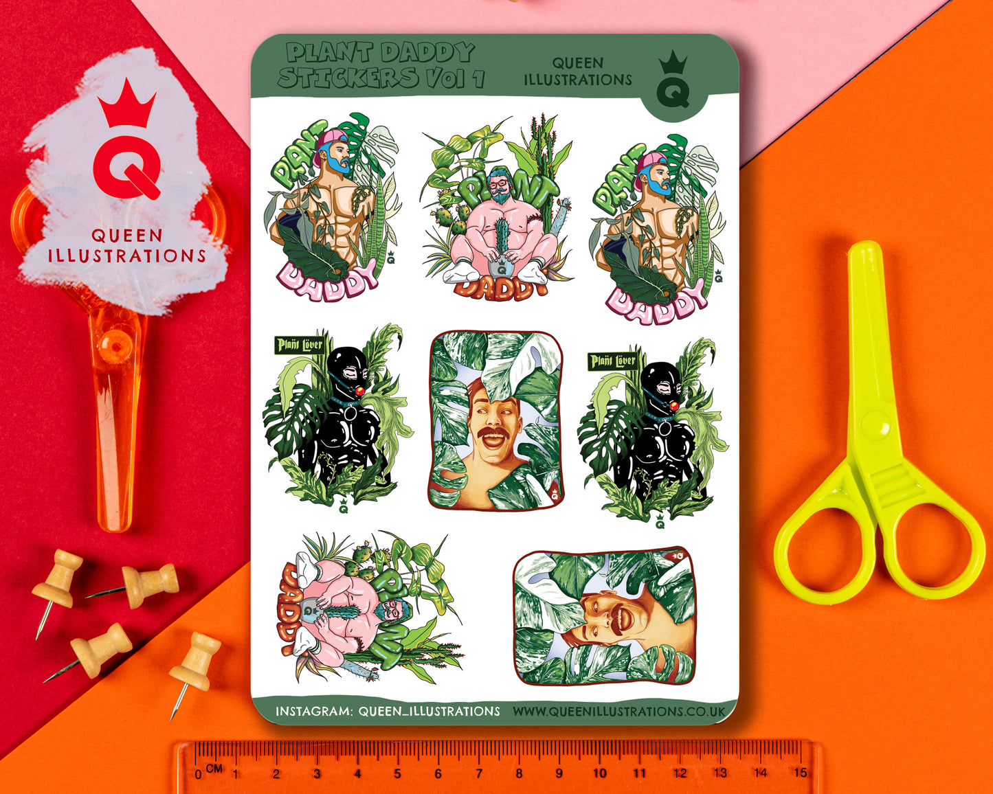 plant daddy sticker sheet, sticker pack, sexy plant lover, sexy hot guys with plants, gift for plant daddy
