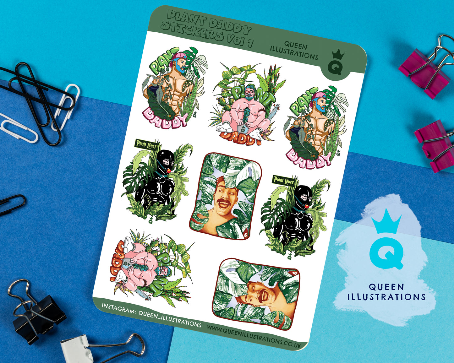 plant daddy sticker sheet, sticker pack, sexy plant lover, sexy hot guys with plants, gift for plant daddy