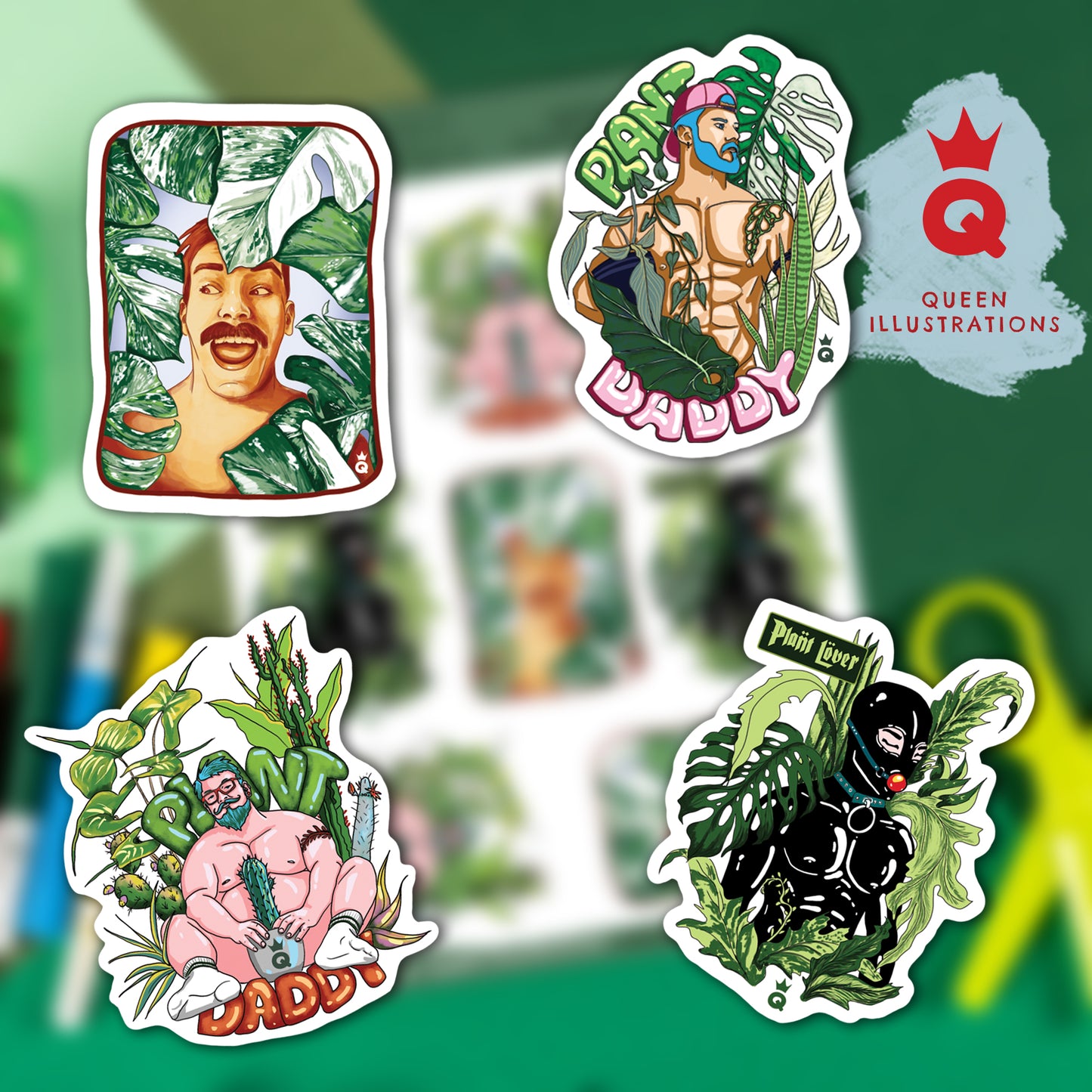 plant daddy sticker sheet, sticker pack, sexy plant lover, sexy hot guys with plants, gift for plant daddy