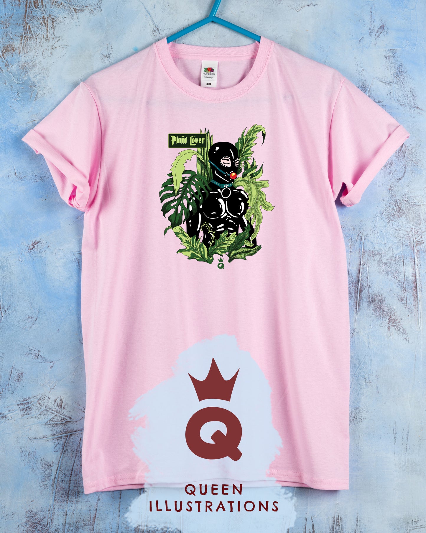 Pant daddy, plant parent, plant mama, kinky plant lover dressed in latex suit surrounded by plants, sexy gay T-Shirt for a plant lover, hot latex fetish T-Shirt for a gift