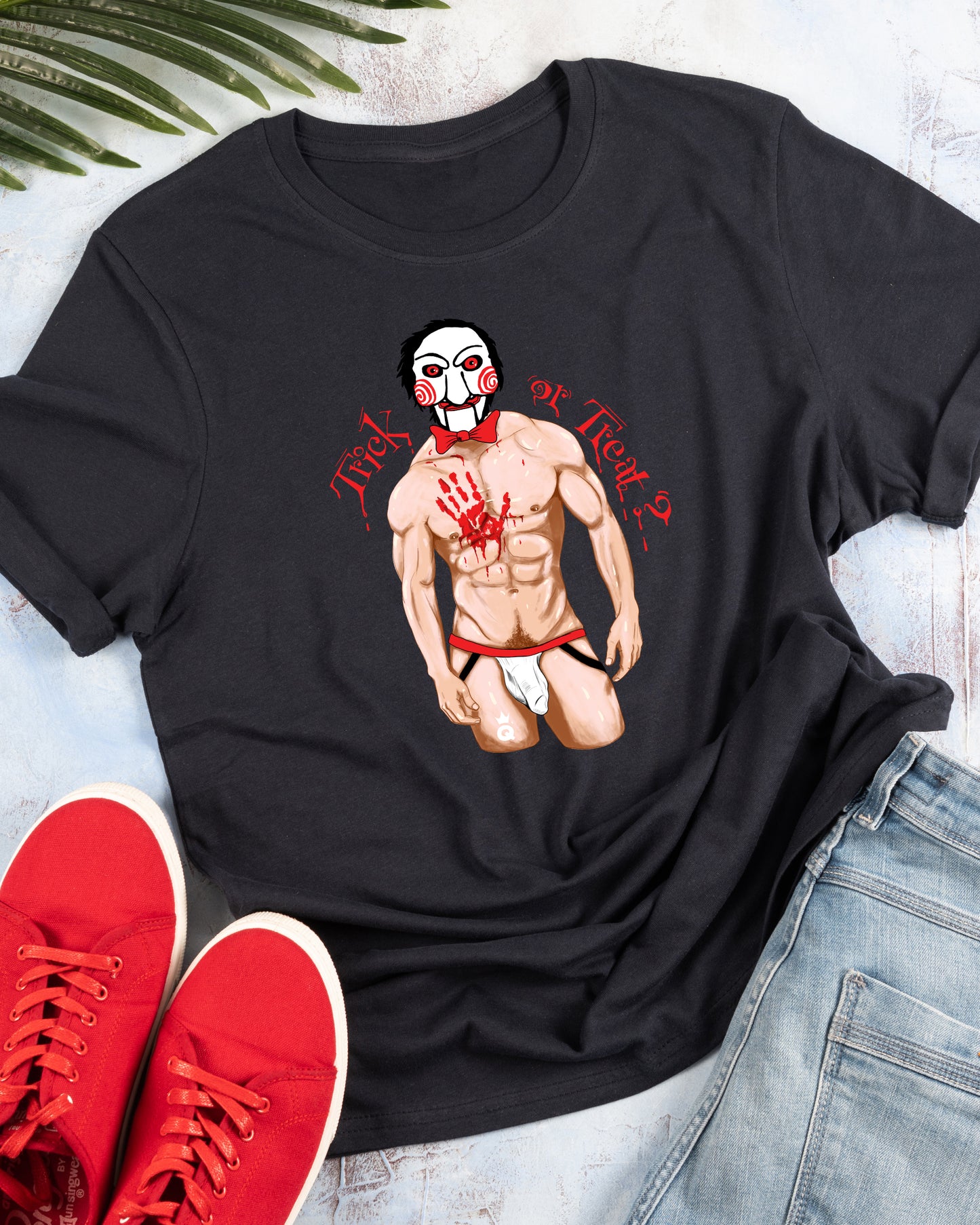 "BILLY THE PUPPET" in midnight blue, gay T-shirt
