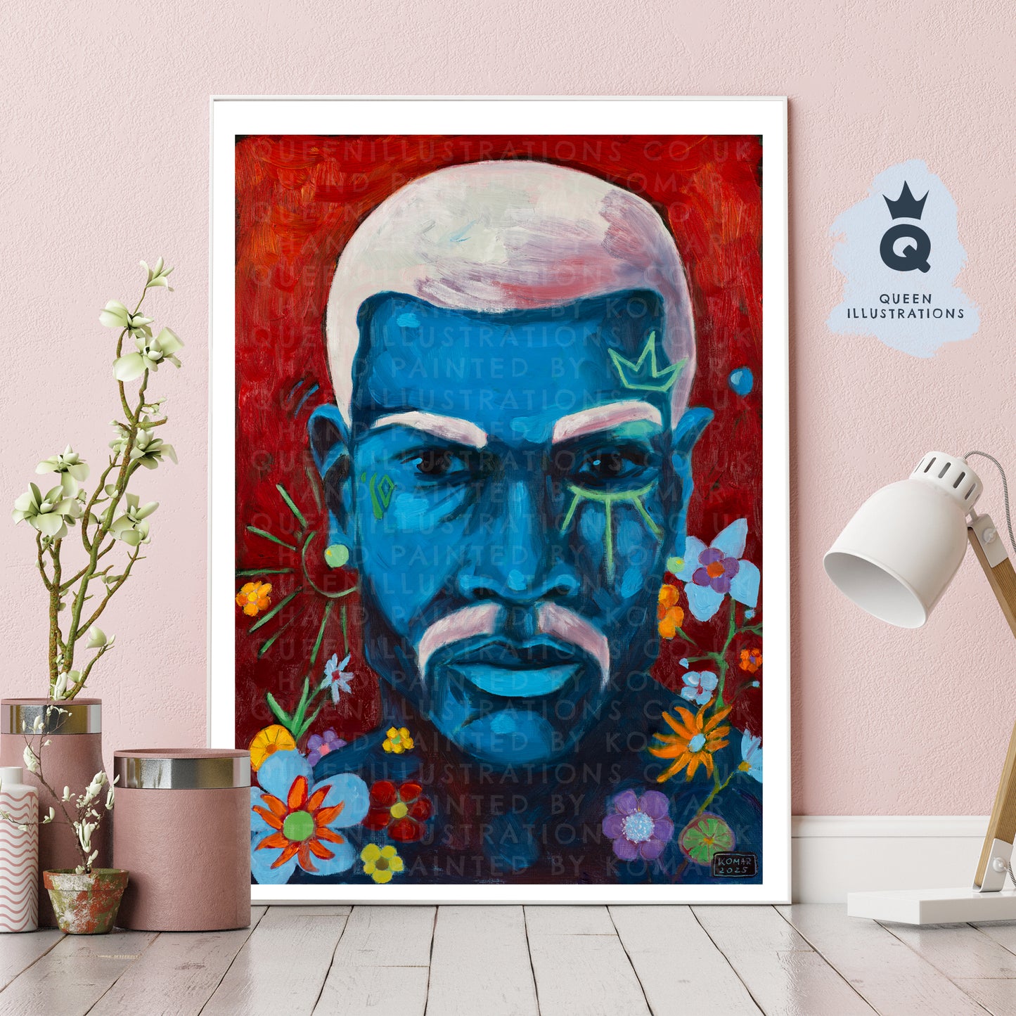 "SUMMER NIGHT" Romantic, fantasy portrait of a young man with flowers.