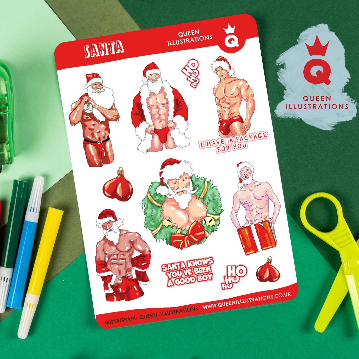 GAY SANTA, Christmas stickers, sexy Santa waterproof vinyl stickers