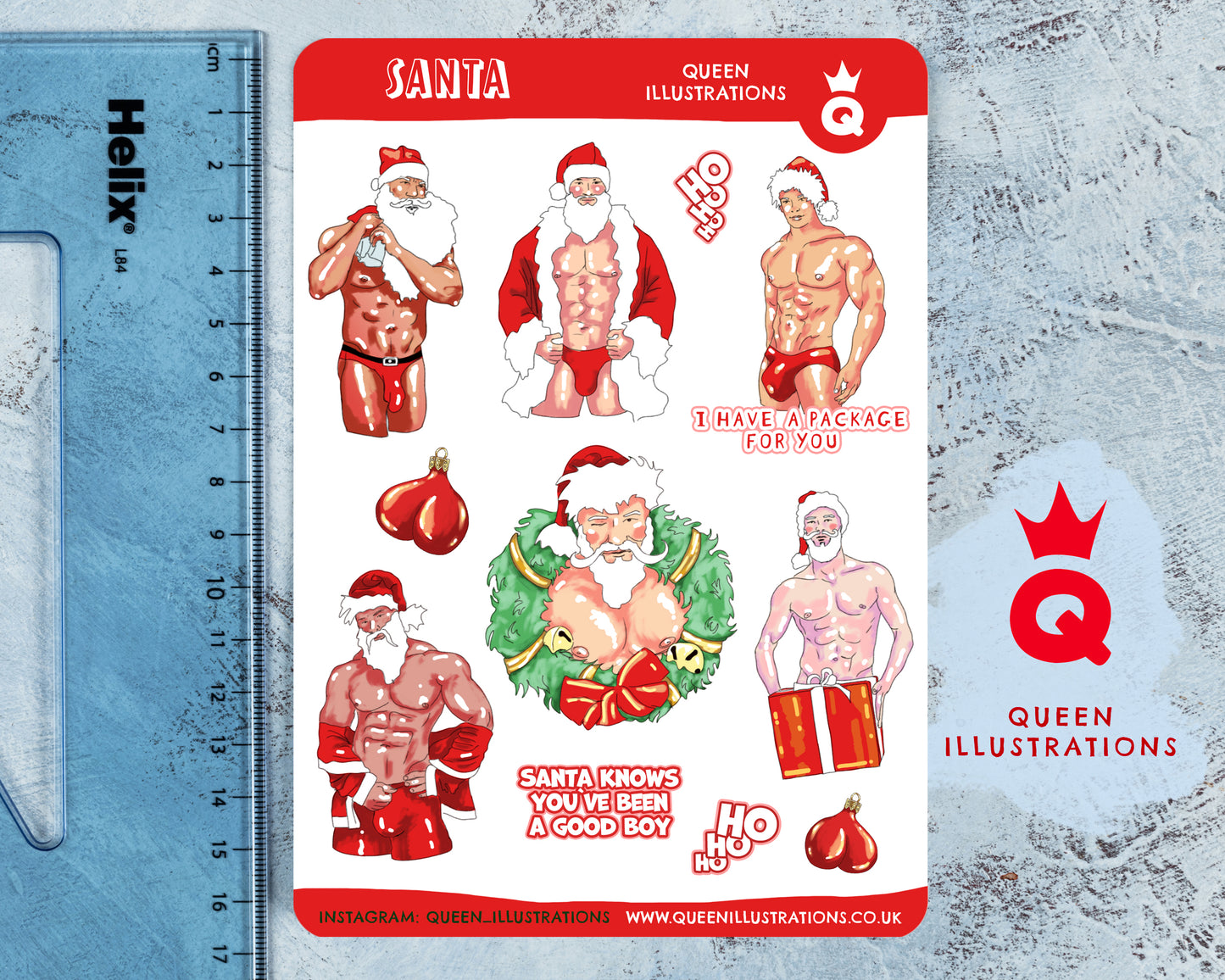 GAY SANTA, Christmas stickers, sexy Santa waterproof vinyl stickers