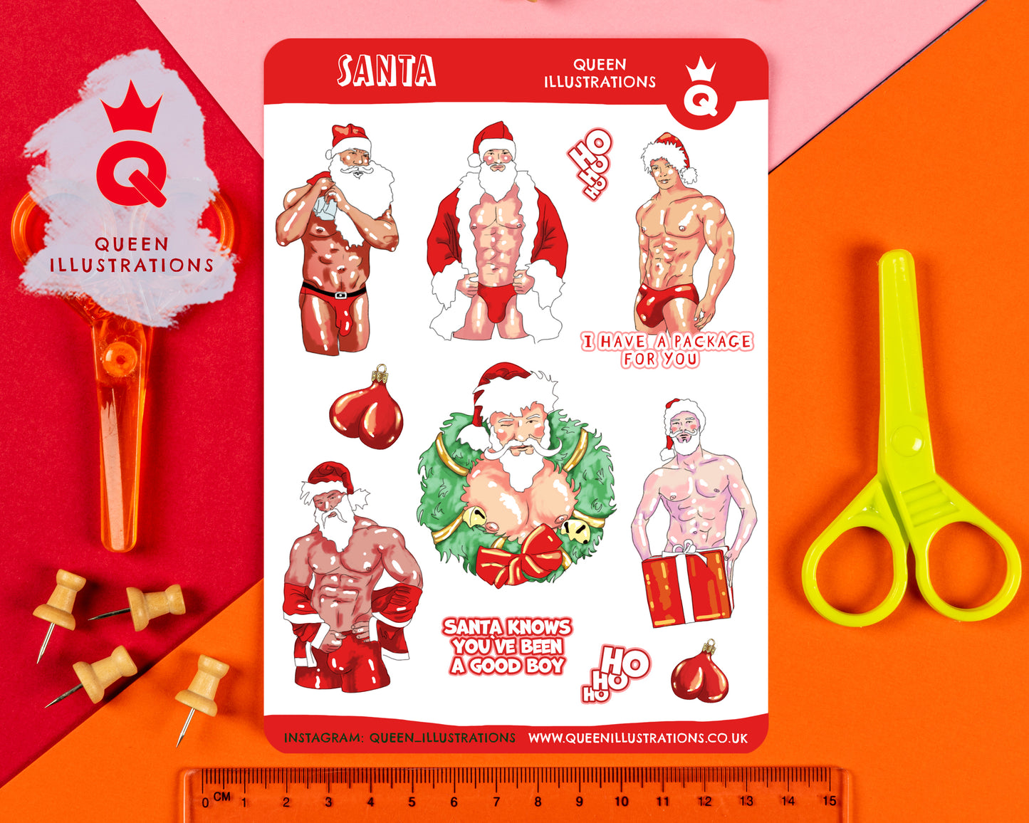 GAY SANTA, Christmas stickers, sexy Santa waterproof vinyl stickers