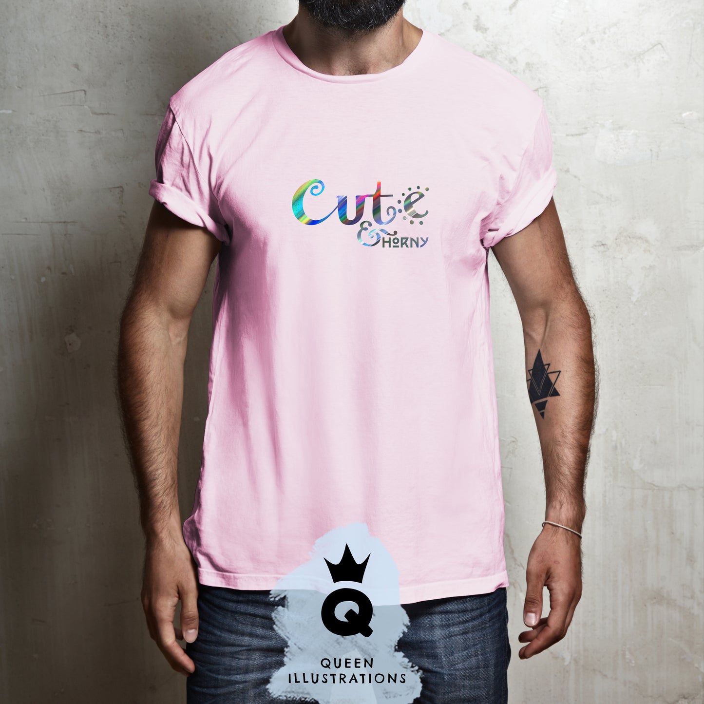 cute and horny, gay T-shirt, gay pride outfit, pink gay t-shirt, gay gift ideas in my gay shop