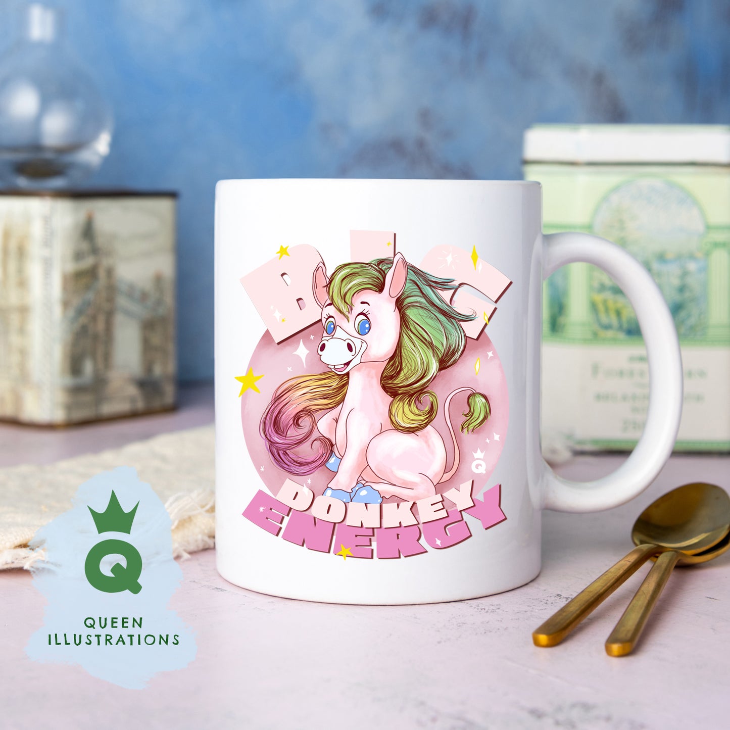 big dick energy, big donkey energy, funny and rude mug, cute kawaii mug