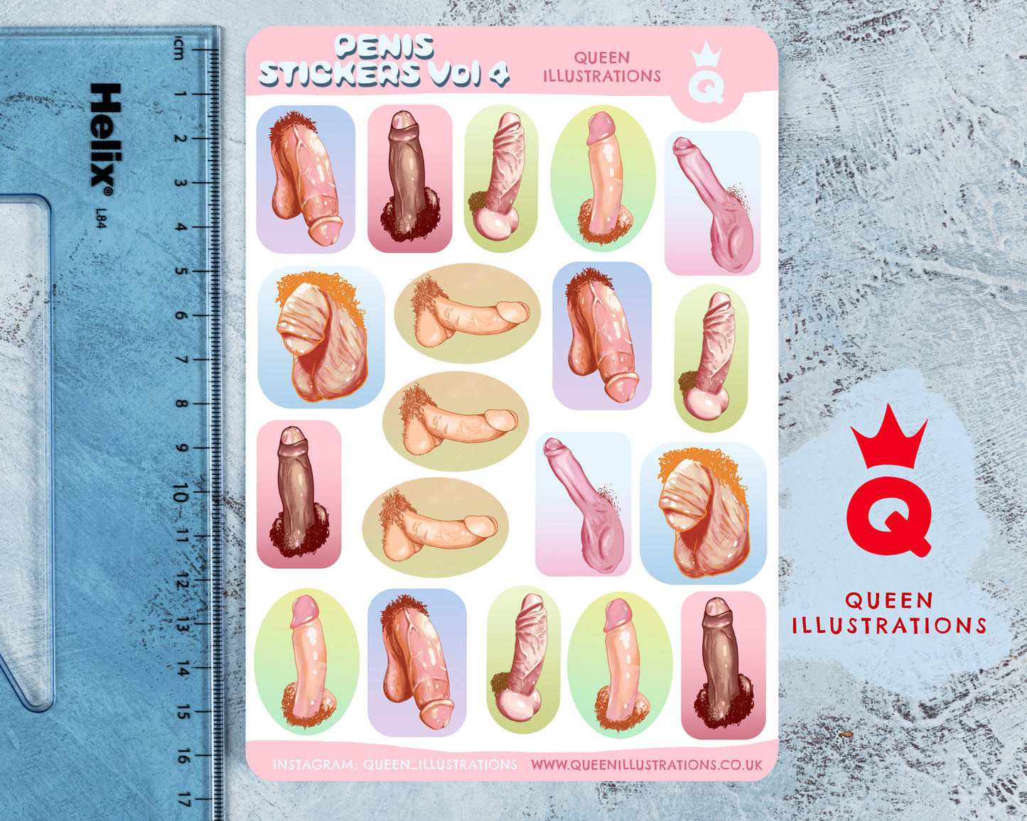Penis stickers, gay sticker sheet, fun gay erotic art, cock, dick stickers