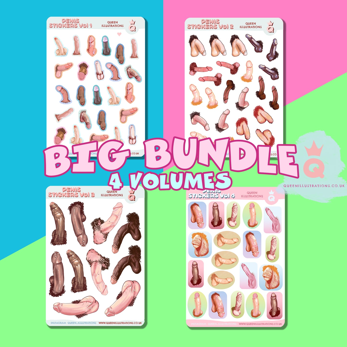 PENIS STICKERS SHEET vol 3, Large boys edition