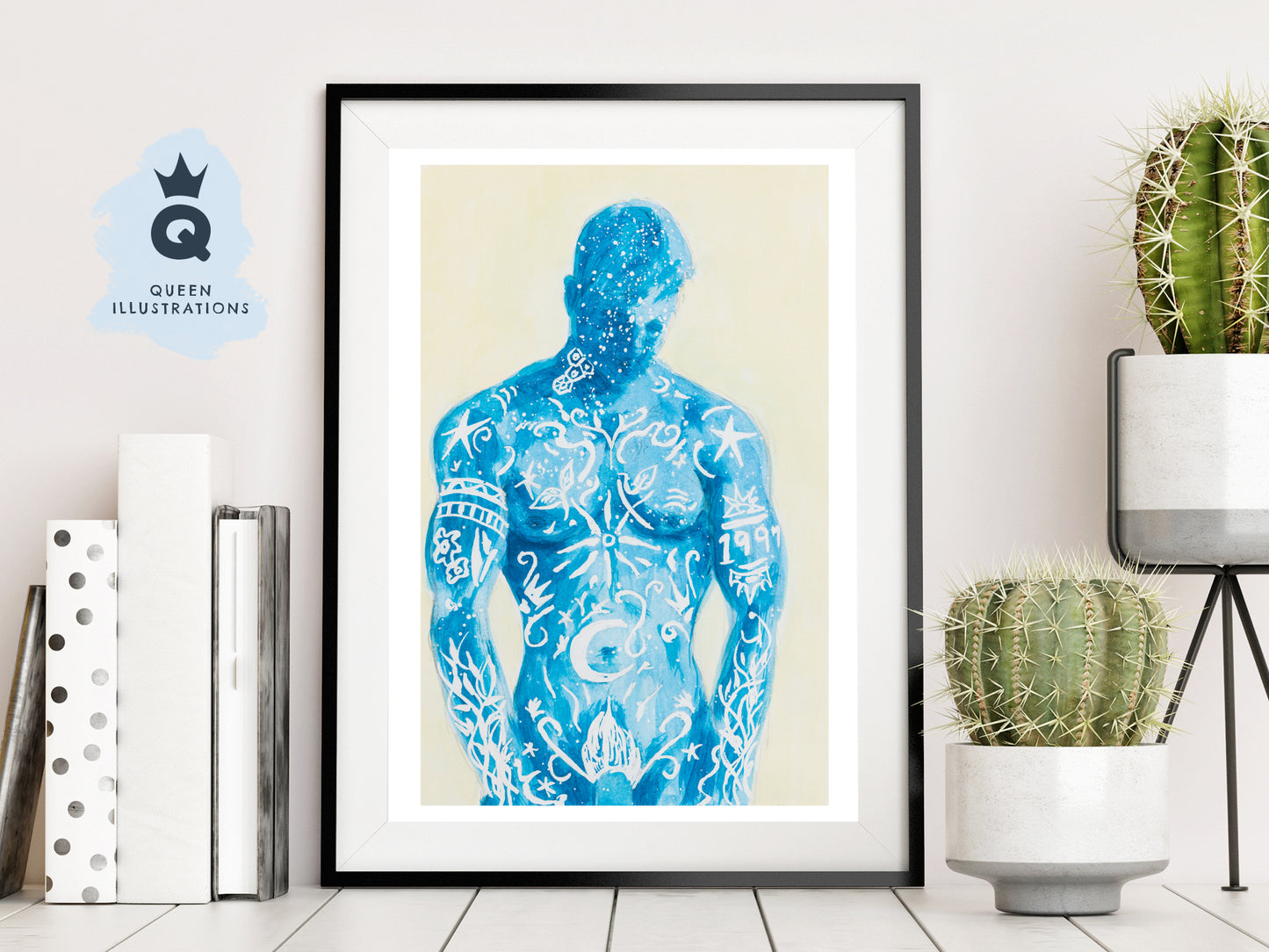 gay art, nude male body, watercolour painting