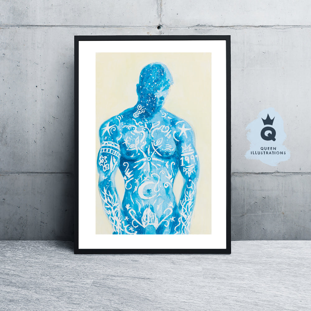 gay art, nude male body, watercolour painting