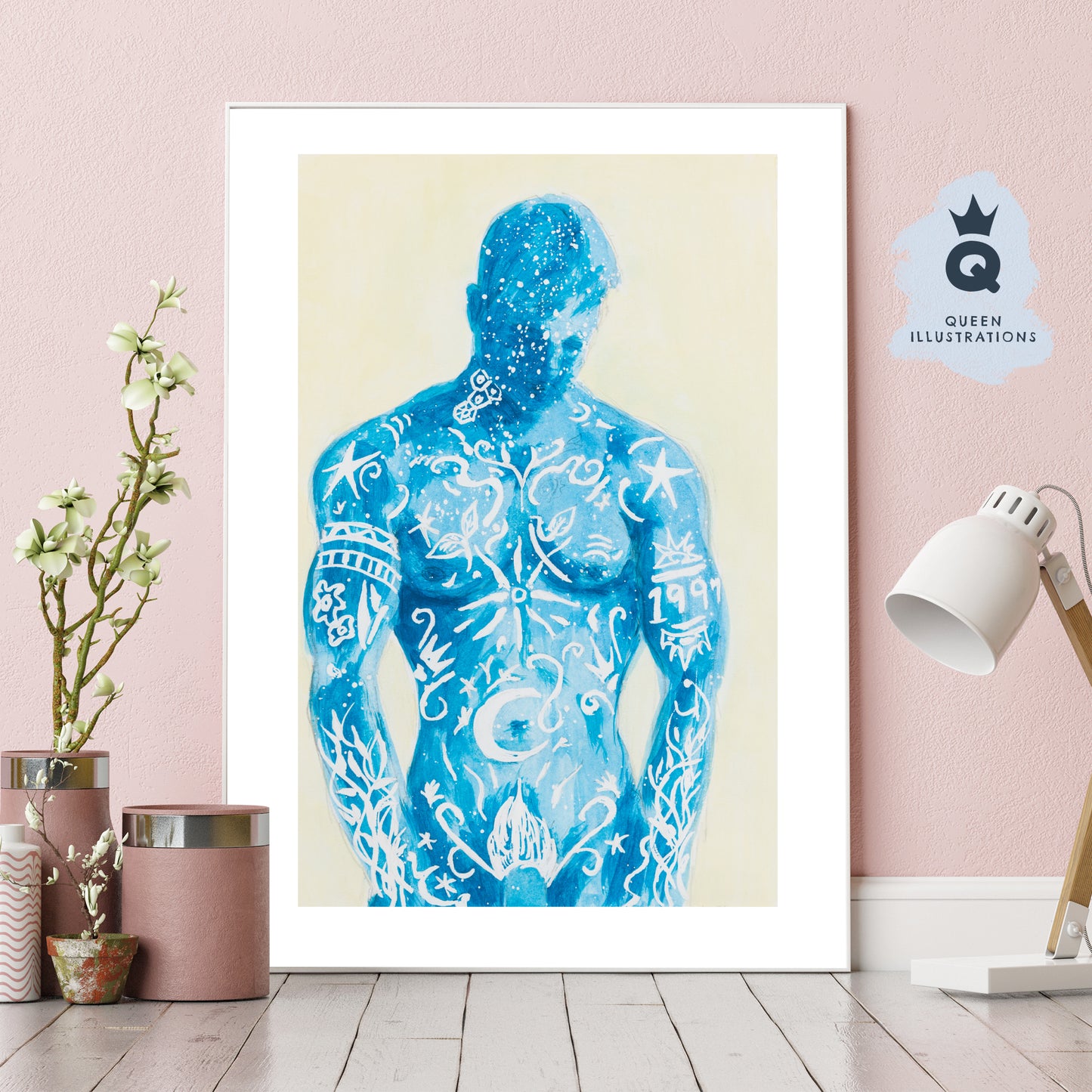 gay art, nude male body, watercolour painting