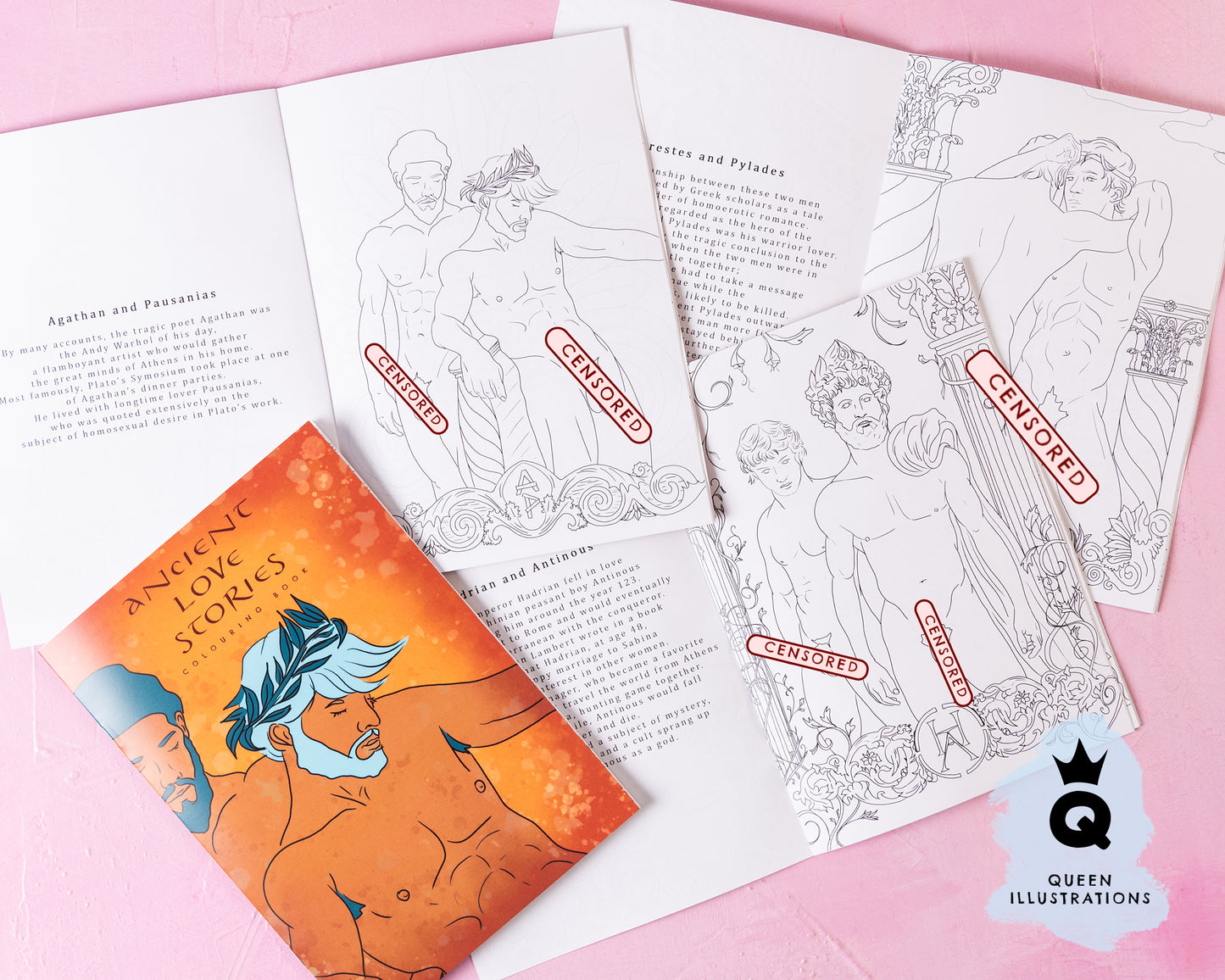 gay adult colouring book, homoerotic designs, naked guys, cock, penis dick, ancient gay history