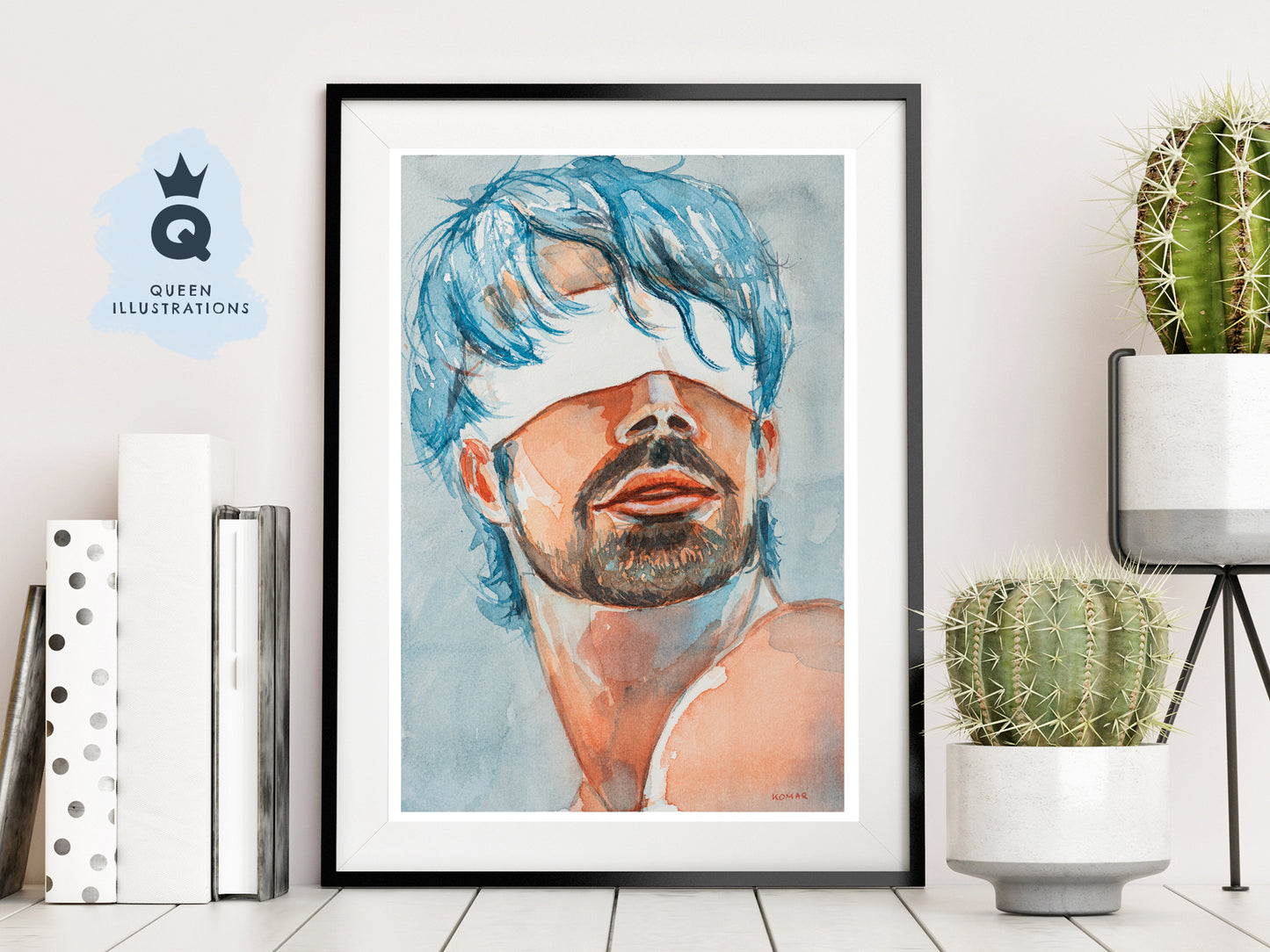 gay art, nude male body, watercolour painting, gay gift ideas,