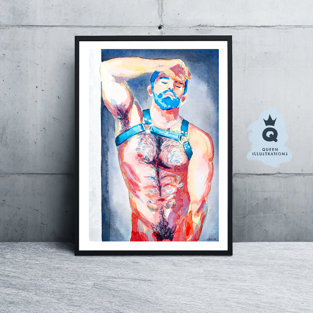 gay art, nude male body, watercolour painting, gay gift ideas,