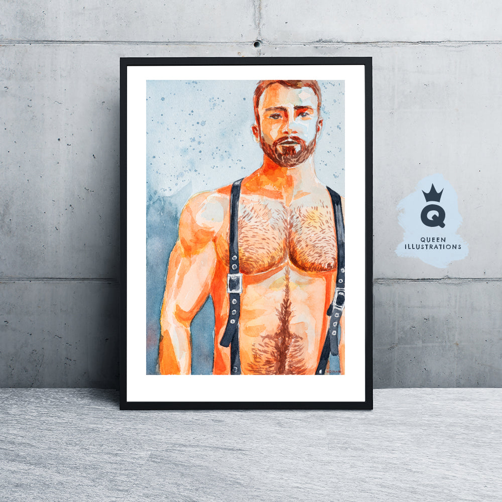 gay art, nude male body, watercolour painting, gay gift ideas,