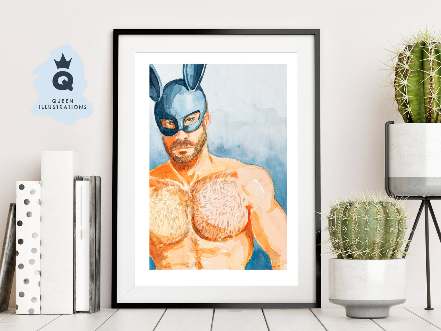 gay art, nude male body, watercolour painting, gay gift ideas,