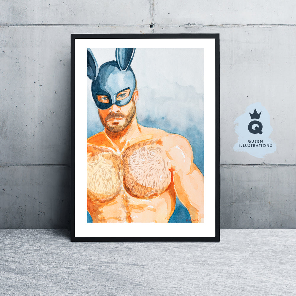 gay art, nude male body, watercolour painting, gay gift ideas,