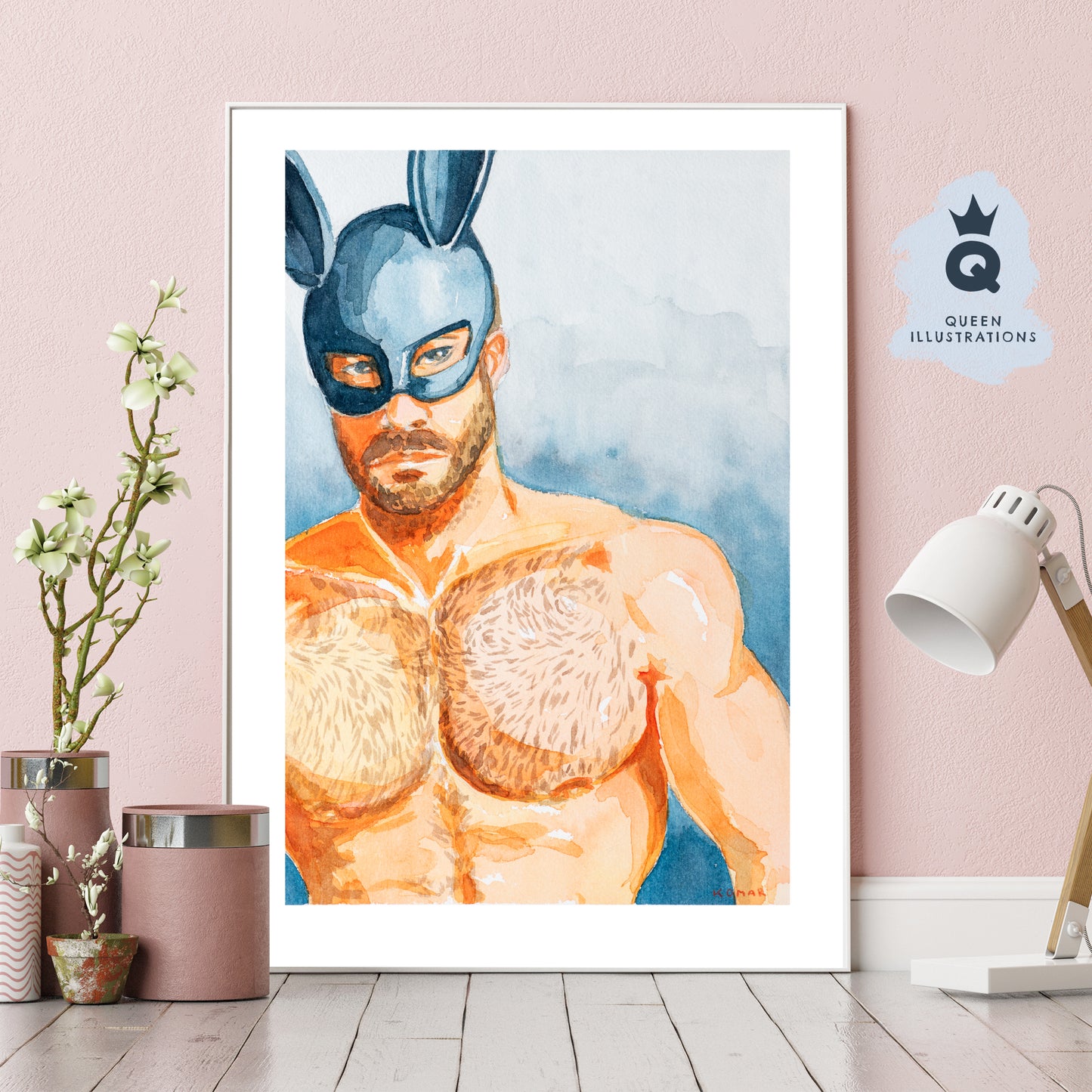 gay art, nude male body, watercolour painting, gay gift ideas,