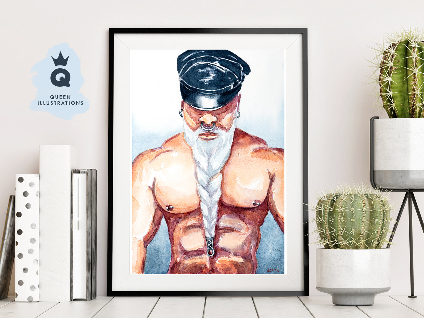 gay art, nude male body, watercolour painting, gay gift ideas,