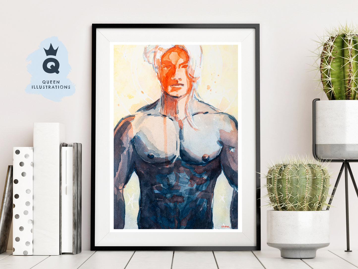 gay art, nude male body, watercolour painting, gay gift ideas,