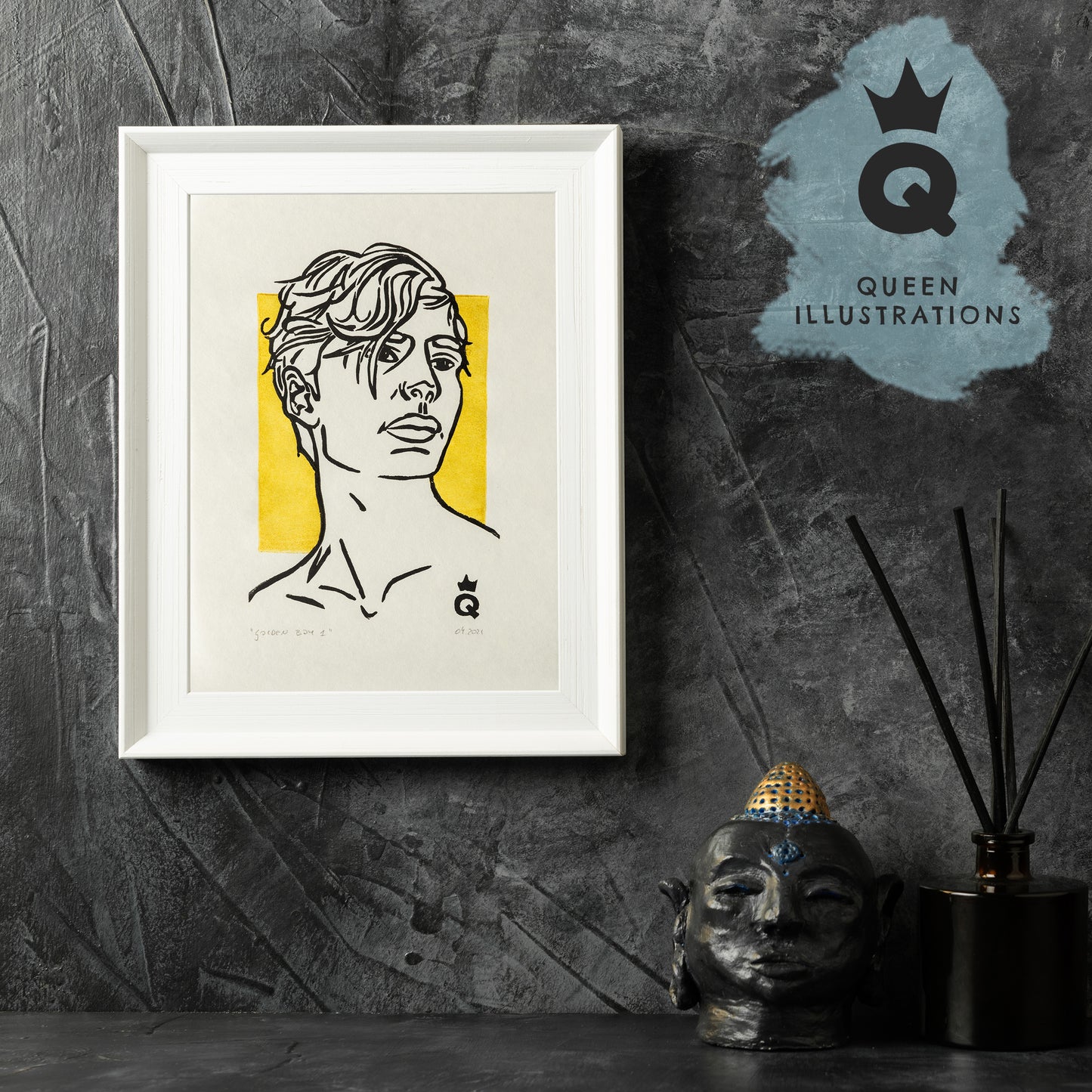 gay art, nude male body, traditional linocut print, gay gift ideas,