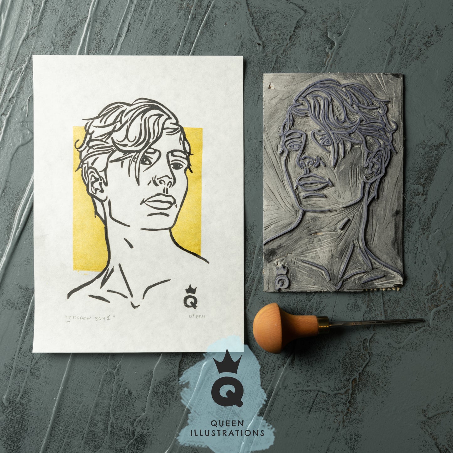 gay art, nude male body, traditional linocut print, gay gift ideas,