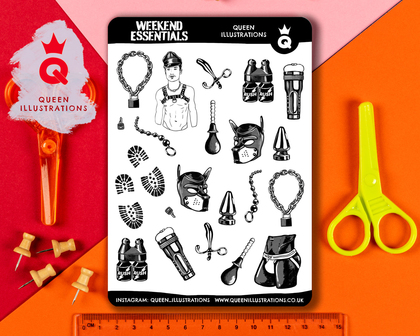 "WEEKEND ESSENTIALS" GAY FETISH STICKER SHEET